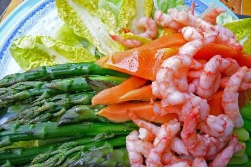 Grüner Spargel asiatisch mit Papaya, Crevetten und Koriander.jpg